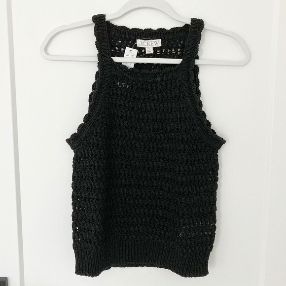 NWT J. Crew Montauk Black Crochet Tank Top - S - Picture 1 of 4